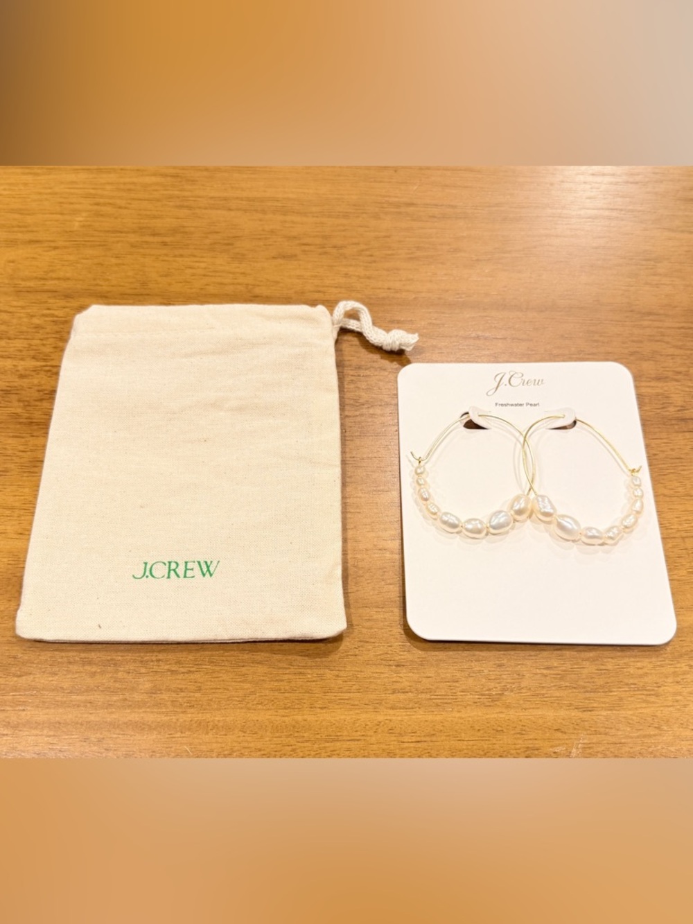 J. Crew Gold Hoop Earrings with White Freshwater Pearls